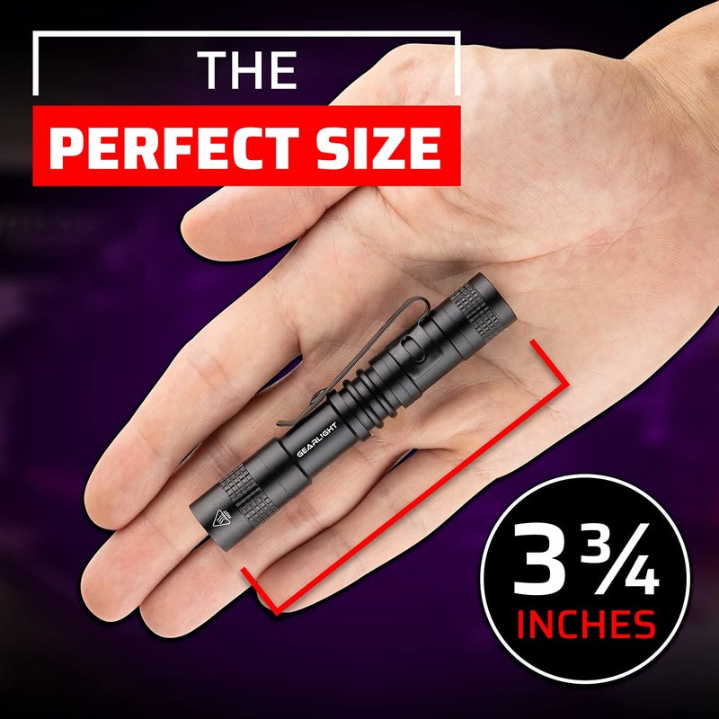 GearLight UV Flashlight S50-365 nm Mini Blacklight Ultraviolet Pen Flashlights for ID Check, Leak AC Detection, Resin Curing - Pet Urine, Scorpion, Stain Handheld Detector - (Pocket Light) - 2 Pack - Image 2